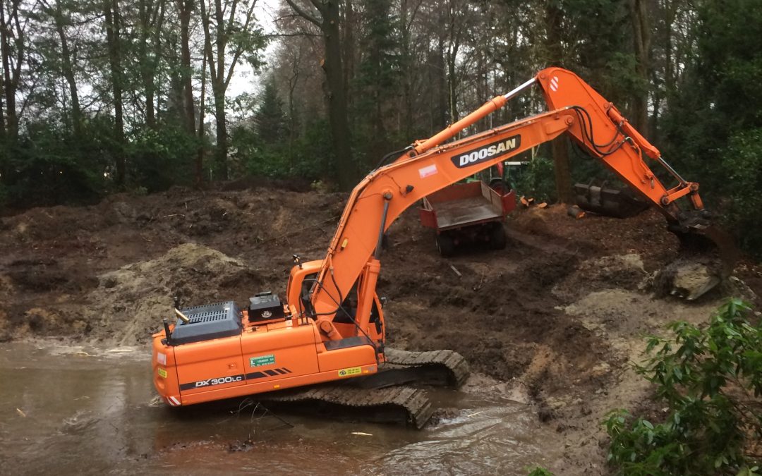 Uitbaggeren vijver en wal maken in Epe